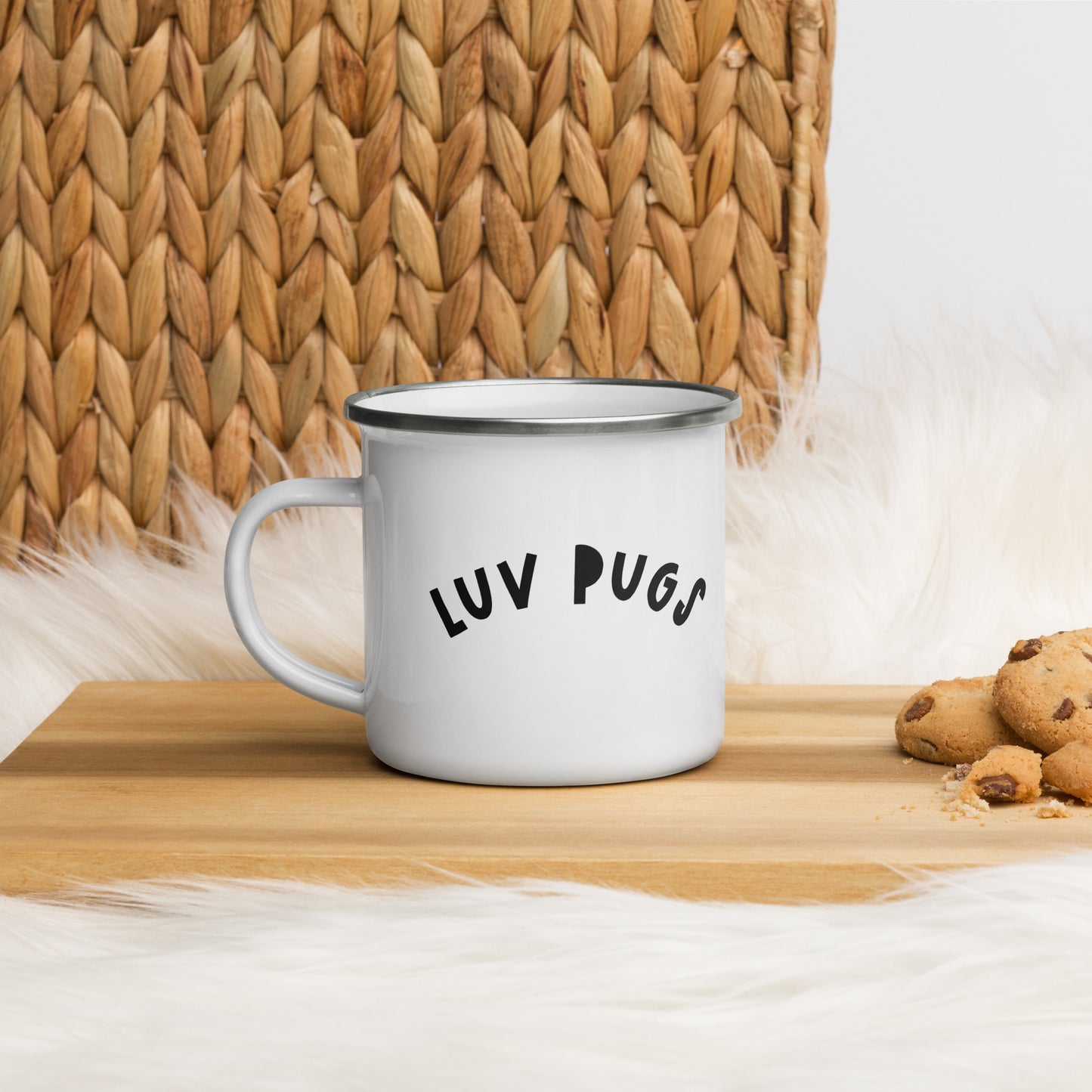 Luv Pugs Enamel Camp Mug